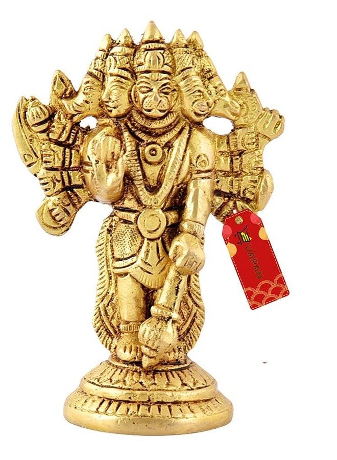UAPAN Brass Standing Hanuman Panchmukhi Idol Murti I Pooja Poojan Temple Daily Worship 100% Brass Material (Medium, Panchmukhi Hanuman Ji) - Image 1